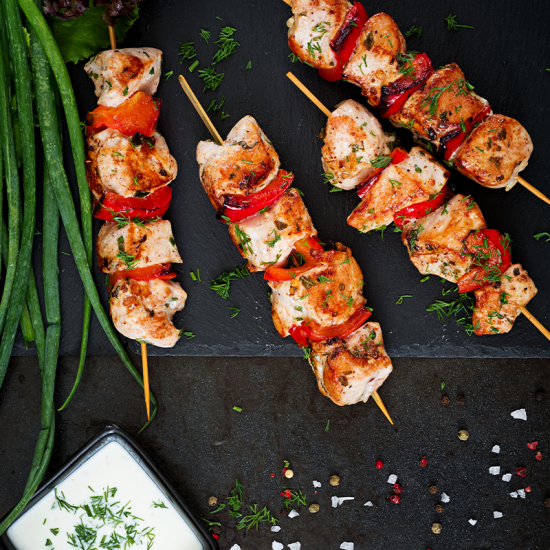 Brochette de volaille marinee